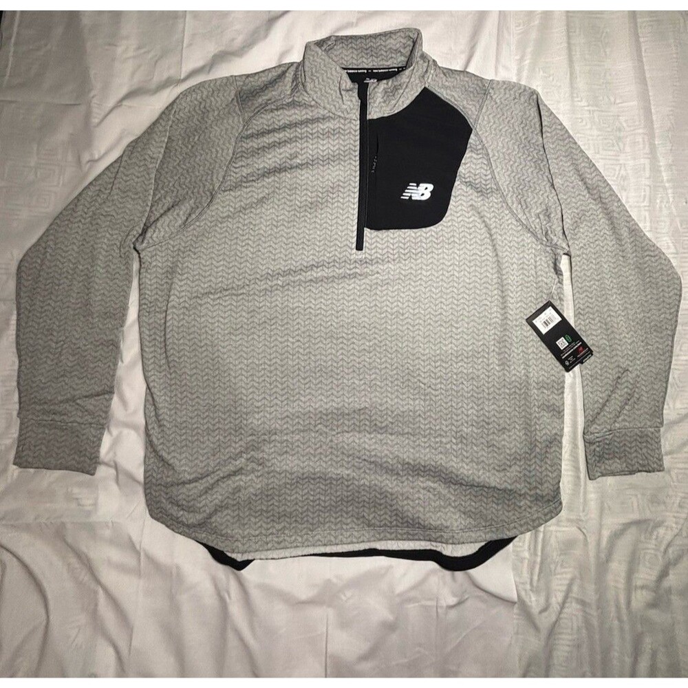 New Balance NB Heat Grid Half Zip Running Pullover Mens Gray Black XXL NWT